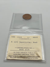 Canada One Cent 1949 A off Denticle  MS-65 ICCS