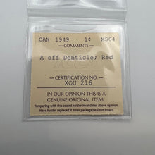 Canada One Cent 1949 A off Denticle  MS-64 ICCS