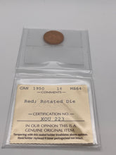 Canada One Cent 1950  MS-64 ICCS-Rotated Die