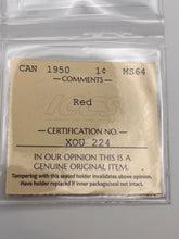Canada One Cent 1950  MS-64 ICCS