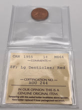 Canada One Cent 1955 MS-64 ICCS-SF-LG-Denticles
