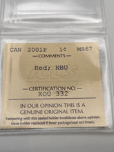 Canada One Cent 2001p MS-67 ICCS-NBU