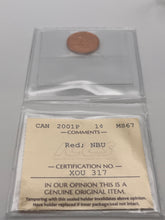 Canada One Cent 2001p MS-67 ICCS-NBU