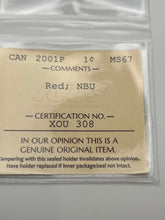 Canada One Cent 2001p MS-67 ICCS-NBU