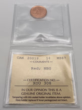 Canada One Cent 2001p MS-67 ICCS-NBU