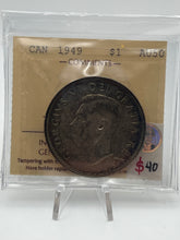 Canada Silver One Dollar 1949 AU50  ICCS