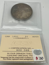 Canada Silver One Dollar 1951 AU50 ICCS