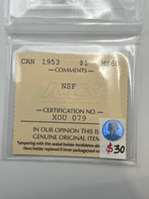 Canada Silver One Dollar 1953 MS-60 ICCS-NSF