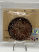 Canada Silver One Dollar 1967 MS-64 ICCS-TONED