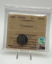 CANADA SILVER FIVE CENT 1890H ICCS EF-40 Cleaned