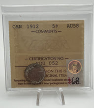 CANADA SILVER FIVE CENT 1912 ICCS AU-58