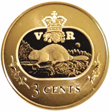 2001 Canada Gold Plated Silver Proof 3-Cent Coin and Stamp