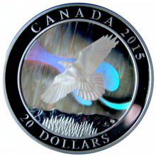 2015 Canada 20 Dollars, Fine Silver coin- A Story of the Northern Lights-The Raven