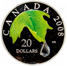 2008 Canada 20 Dollars Fine Silver Coin, Swarovski Crystal - Raindrop