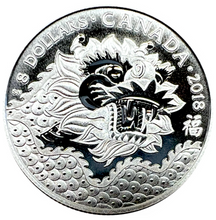 2018 Canada Fine Silver $8 Eight Dollars- Dragon Luck
