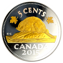 2015 Canada Five Cents  Fine Silver-legacy of the Canadian Nickel-The beaver