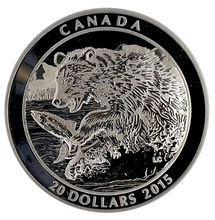 2015 Canada 20 Dollars Fine Silver Coin, Grizzly Bear-The Catch