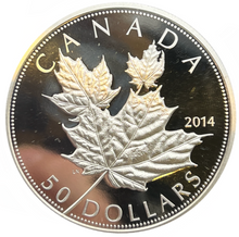 2014 $50 Fifty Dollars, Fine Silver Coin-Maple leaf