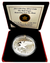 2013 Canada 20 Dollars Fine Silver Coin, The Bald Eagle-Returning From the Hunt