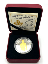 2015 Canada Fine Silver $10 Ten Dollars-200th Anniversary Birth Sir John A. MacDonald