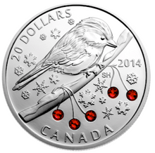 2014 Canada 20 Dollars Fine Silver Coin, Chickadee With Winter Berries