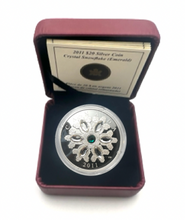 2011 Canada 20 Dollars Fine Silver Coin, Crystal Snowflake Series-Emerald