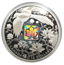 2011 Fine Silver $15 Hologram Raindrop Coin - Maple of Happiness