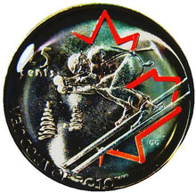 2007 Canada Nickel Plated Steel Quarter - 25 Cents, Sport Card-Painted Leaf-Alpine Skiing