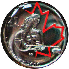 2007 Canada Nickel Plated Steel Painted Leaf Quarter - 25 Cents, Sport Card-Wheelchair Curling
