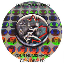 2008 Canada Nickel Plated Steel Quarter - 25 Cents, Sport Card-Painted Leaf-Freestyle Skiing