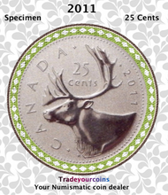 2011 Canada Nickel Quarter Specimen Caribou - 25 Cents