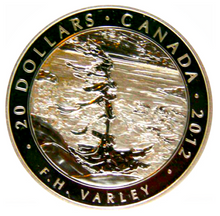 2012 20 Dollars Fine Silver Coin, Stormy Weather, Georgian Bay, F.H. Varley