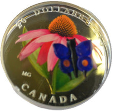 2013 20 Dollars Fine Silver Coin, venetian Glass-Purple Coneflower and Eastern Tailed Blue Butterfly