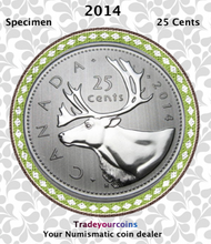 2014 Canada Nickel Quarter Specimen Caribou - 25 Cents