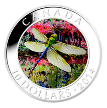 2014 Canada Fine Silver $10 Ten Dollars-Green Darner Dragonfly