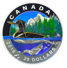 2016 20 Dollars Fine Silver Coin- Geometry in Art Series-The Loon