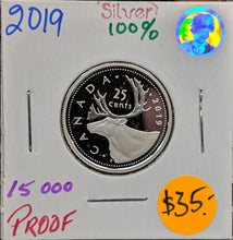 2019 Canada Fine Silver Quarter Proof Caribou - 25 Cents