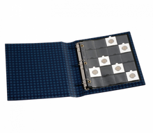 STORAGE SHEET FOR 2X2" COIN HOLDERS (BLUE STRIP), (METAL EYELETS),(2.5.X2.5, GRADED COINS)