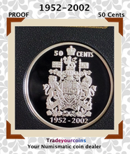 2002-1952 Canada Fifty Cents Silver proof Heavy cameo Commemorative 50 Cents