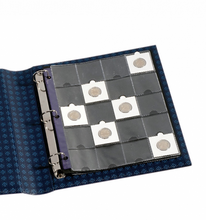 STORAGE SHEET FOR 2X2" COIN HOLDERS (BLUE STRIP), (METAL EYELETS),(2.5.X2.5, GRADED COINS)