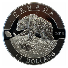 2014 Canada Fine Silver $10 Ten Dollars-Grizzly Bear