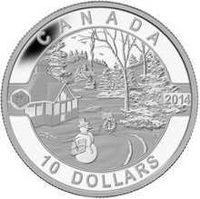2014 Canada Fine Silver $10 Ten Dollars-Canadian Holiday Scene
