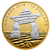 2016 Fine Silver $10 Ten Dollars-Iconic Canada Inukshuk