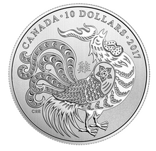 2017 Canada Fine Silver $10 Ten Dollars-Year of the Rooster