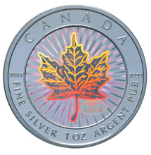 2001 Silver maple Leaf- with Holograms-Good fortune