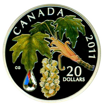 2011 Canada 20 Dollars Fine Silver Coin, Swarovski Crystal Raindrop and Maple Leaf