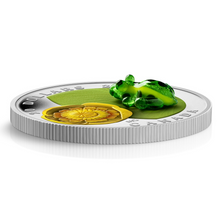 2014 20 Dollars Fine Silver Coin, venetian Glass-Water lily and Leopard Frog