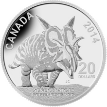 2014 Twenty Dollars Fine Silver, dinosaurs Series-Xenoceratops
