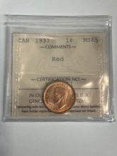 Canada One Cent 1937 MS-65 ICCS