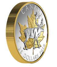2018 25$ 1 oz. Pure Silver Gold Plated Piedfort – Timeless Icons Caribou